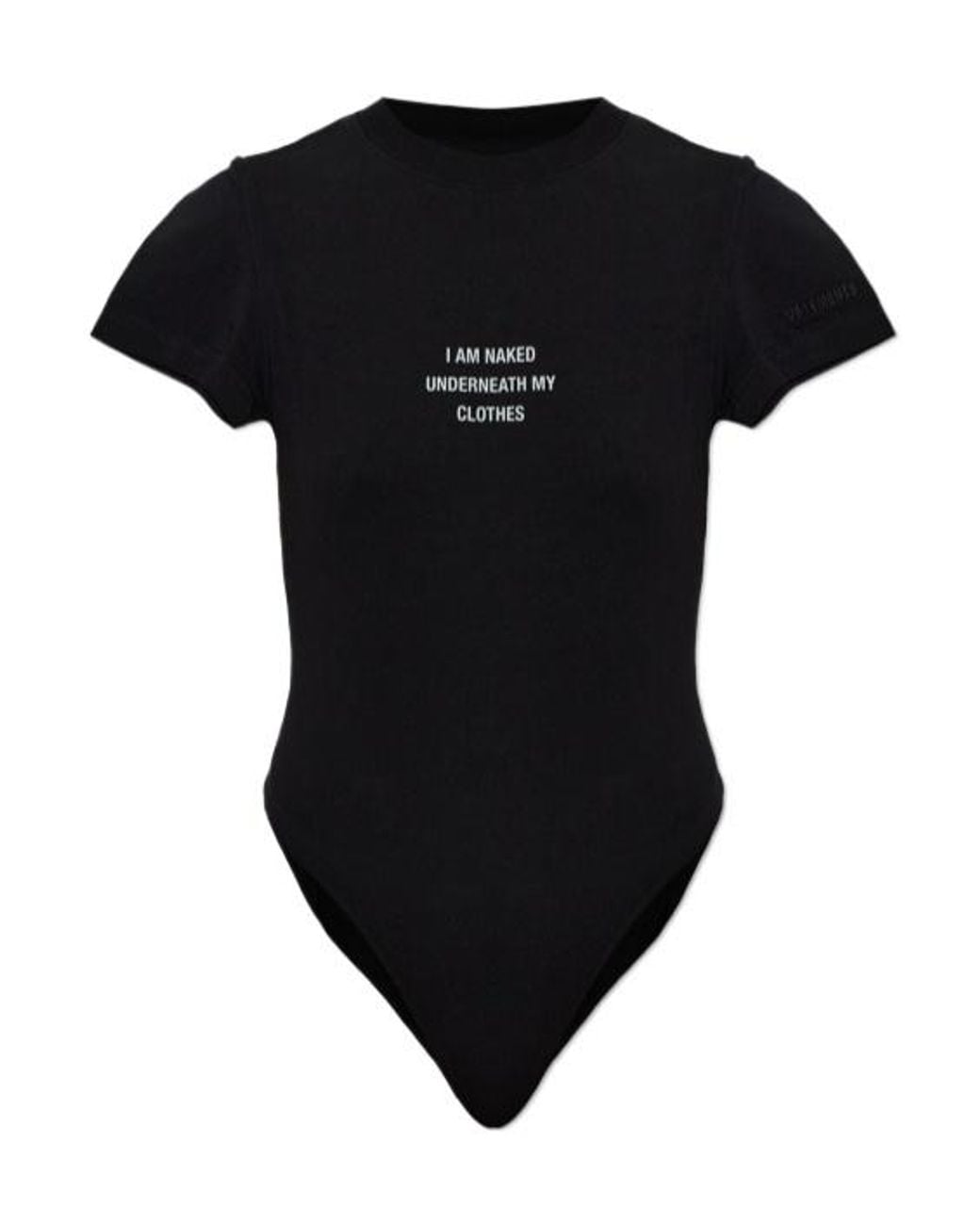 Vetements Black Slogan Printed Bodysuit