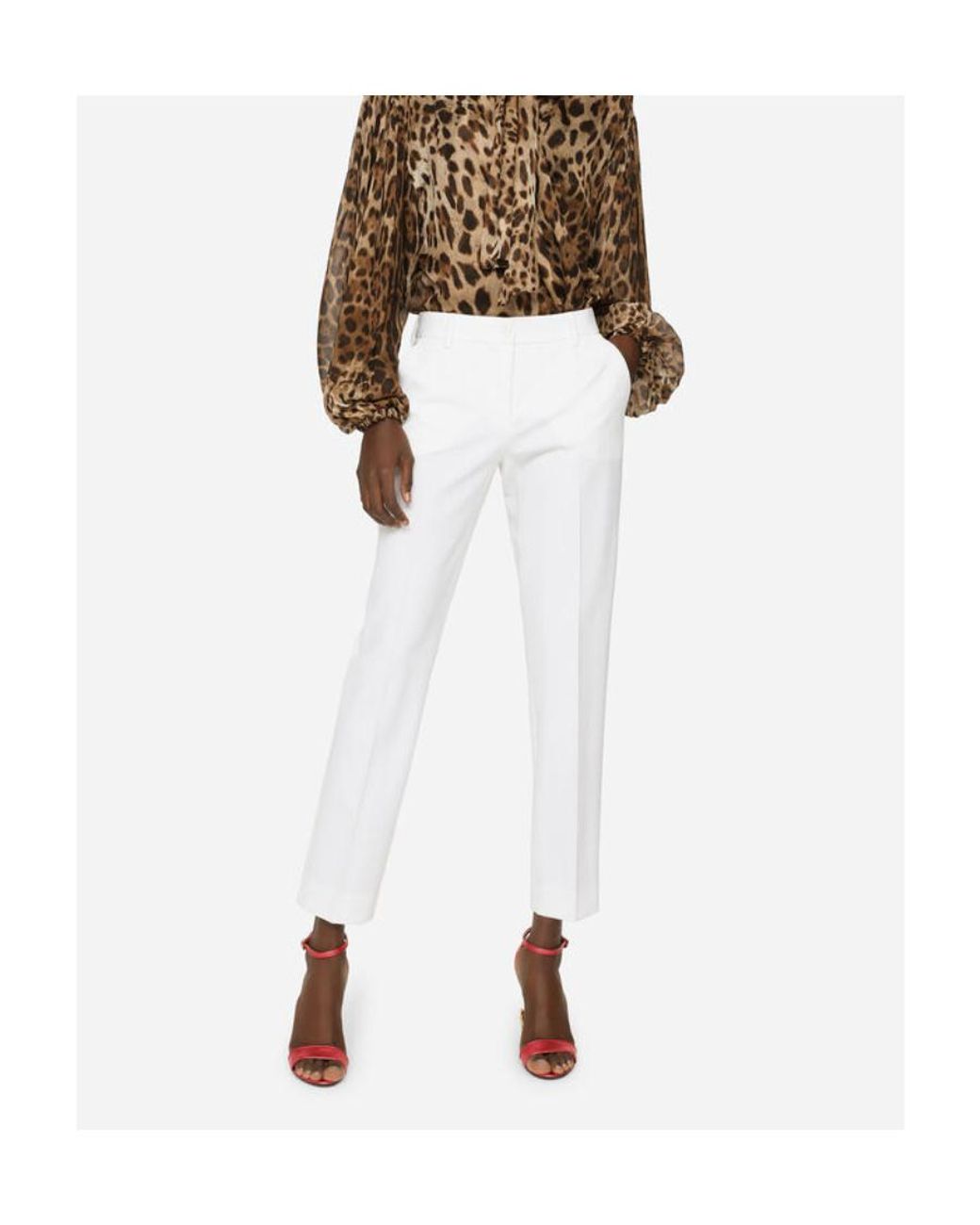 Dolce & Gabbana White Logo Casual Pants
