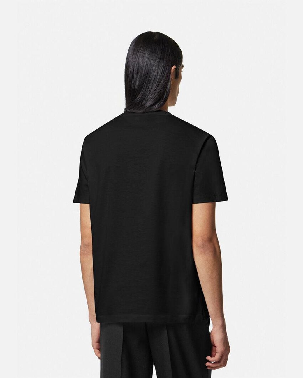 Versace Black Logo Printed Crewneck T-Shirt for men