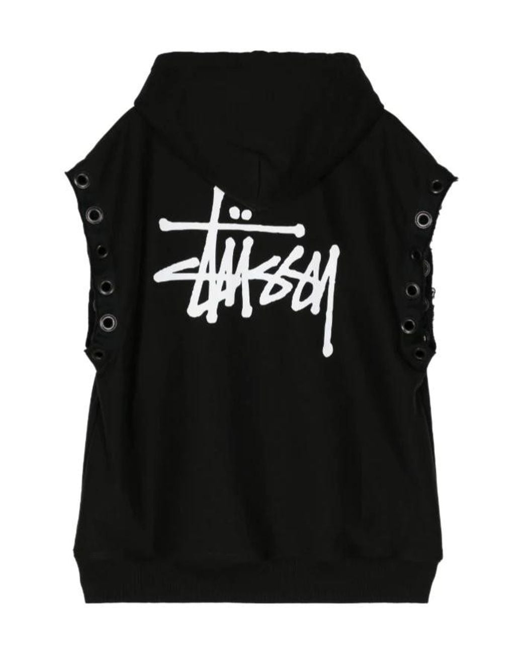 Junya Watanabe Black X Stussy Logo-Print Sleeveless Hoodie for men