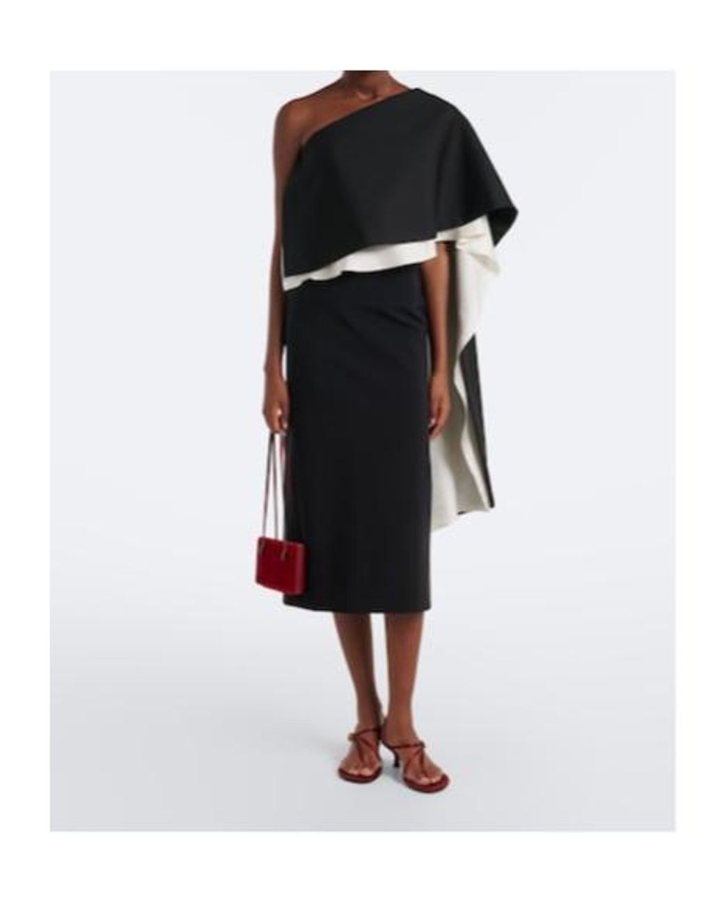 Rohe Black One-Shoulder Caped Wool-Blend Top