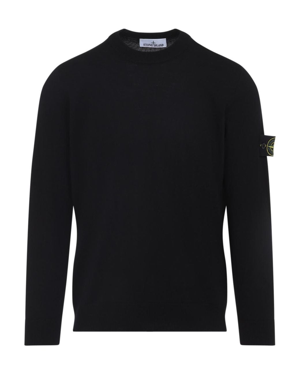 Stone Island Black Logo Patch Crewneck Jumper for men