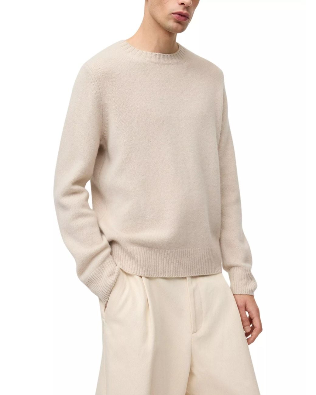 Soft Goat Natural Long-Sleeved Sweater for men