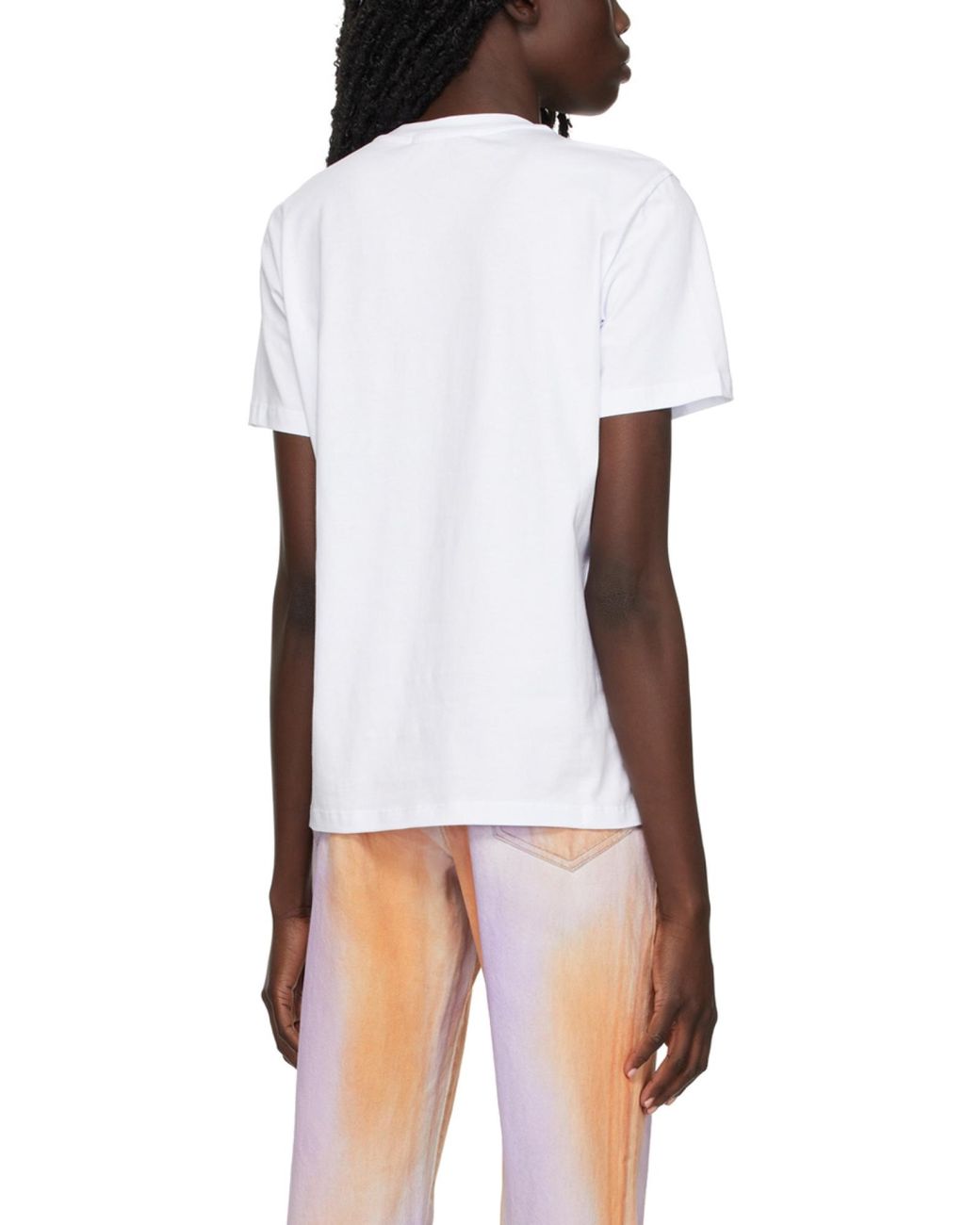 MSGM White Logo Printed Crewneck T-Shirt