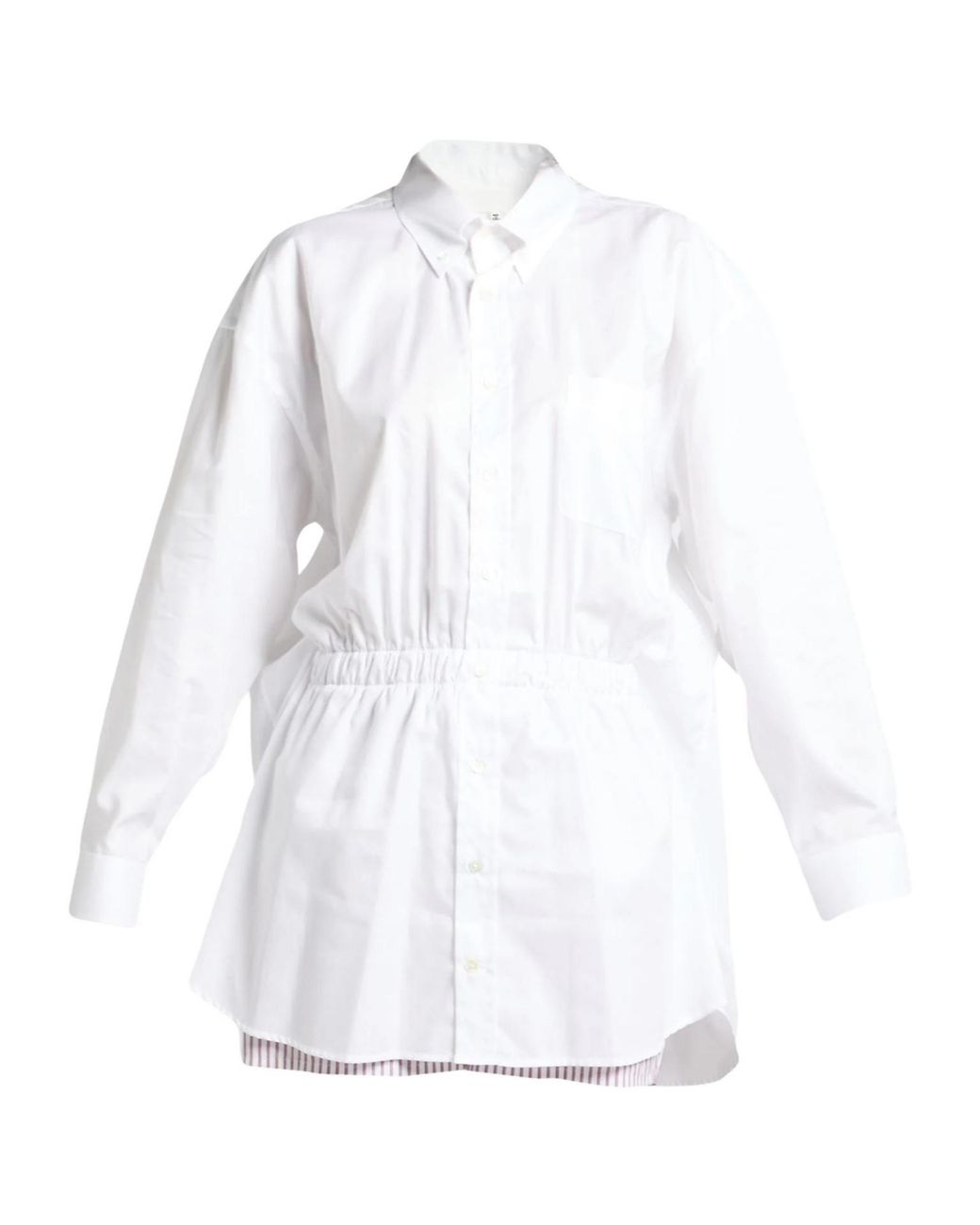 Maison Margiela White Solid-Colored Twill Long-Sleeve Shirt