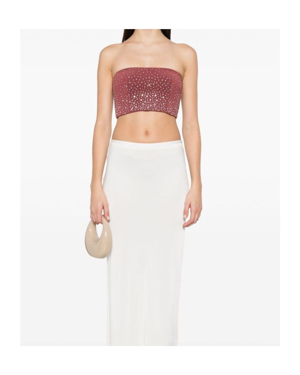 Alex Perry Red Crystal-Embellished Bustier Top