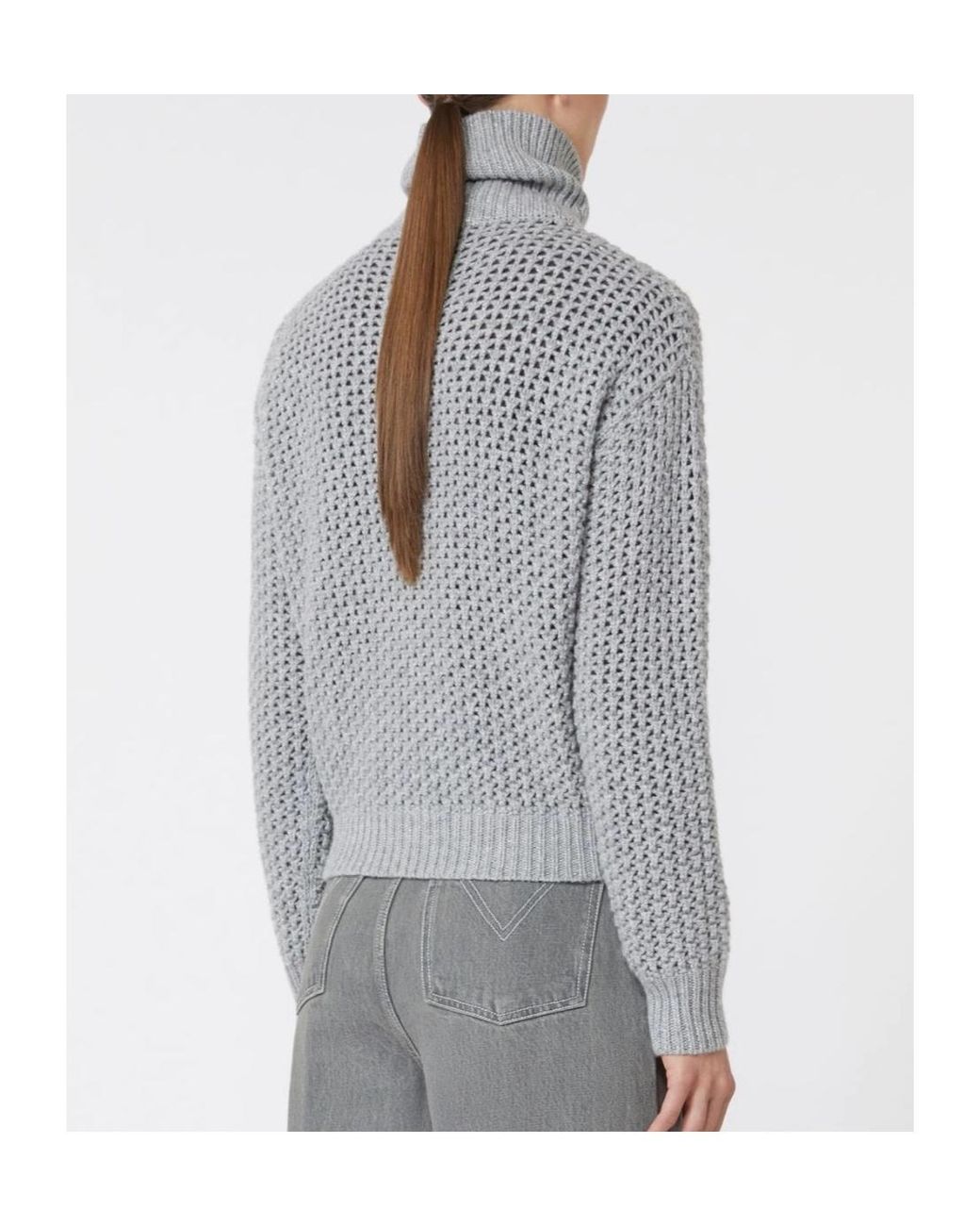 Max Mara Gray Tequila Open-Knit Zip Detailed Jumper