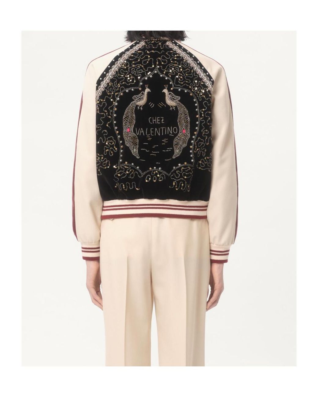 Valentino Black Embroidered Zip-Up Jacket for men