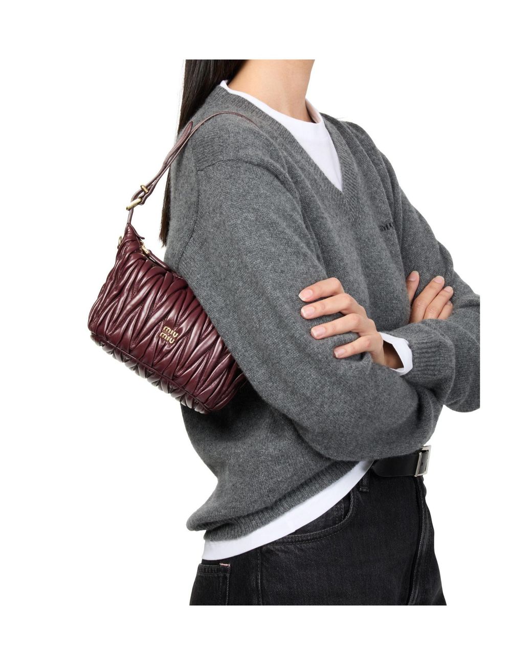 Miu Miu Purple Quilted Logo Shoulder Bag