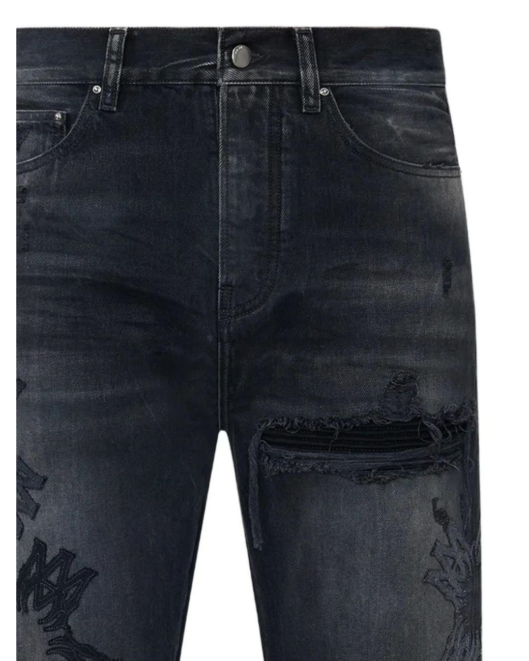 Amiri Blue Ma Quad Distressed-Effect Jeans for men