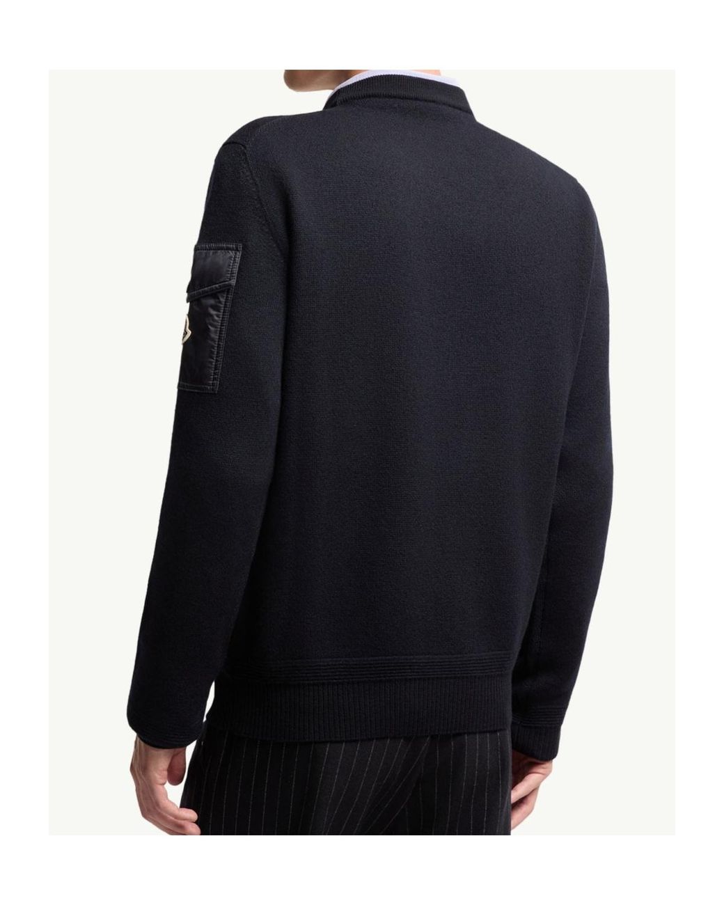 Moncler Blue Logo Patch Crewneck Jumper for men