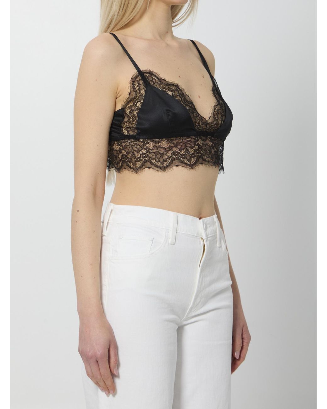 Dolce & Gabbana Gray Lace Satin Bra