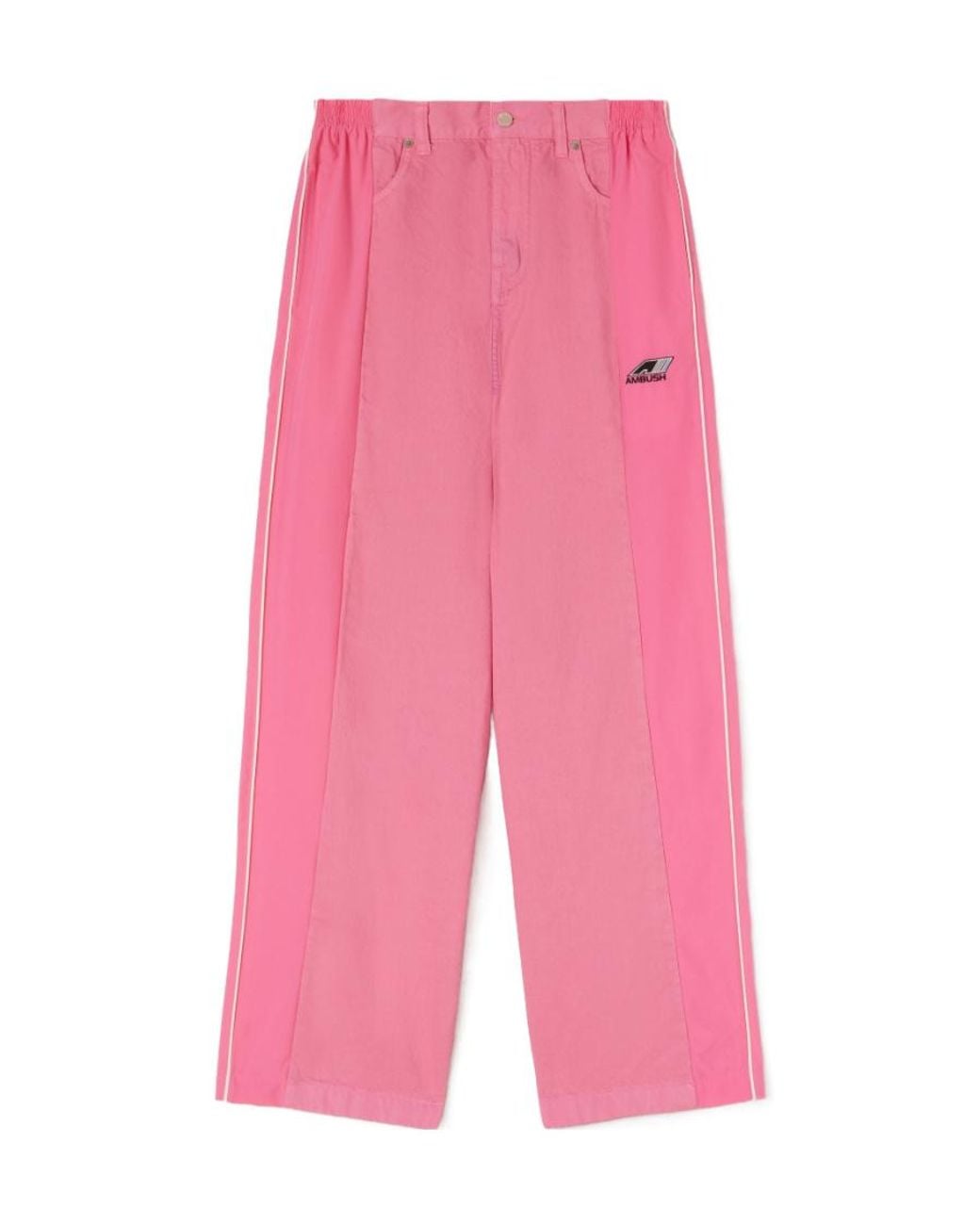 Ambush Pink Logo Embroidered Wide-Leg Trousers for men