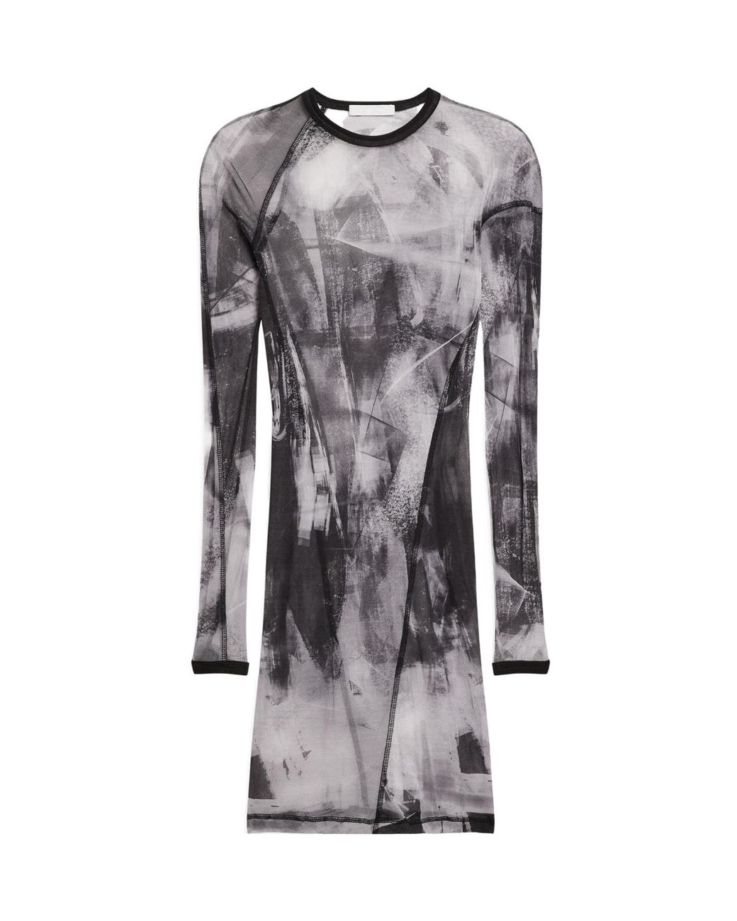 Helmut Lang Gray Scribble Twisted Dress