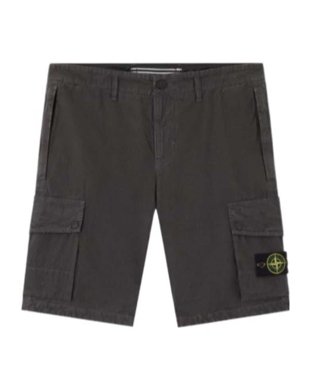 Stone Island Gray Logo Patch Cargo Shorts for men
