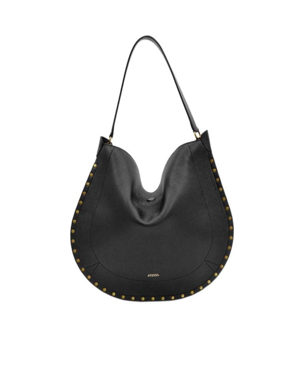Isabel Marant Black Logo Printed Stud-Embellished Shoulder Bag