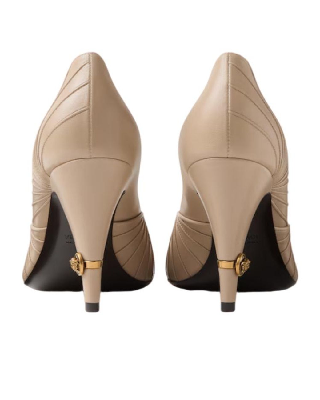 Versace White Gianni Pleated Heeled Pumps