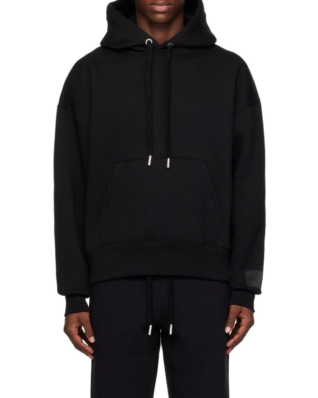 AMI Black Long-Sleeved Drawstring Hoodie for men