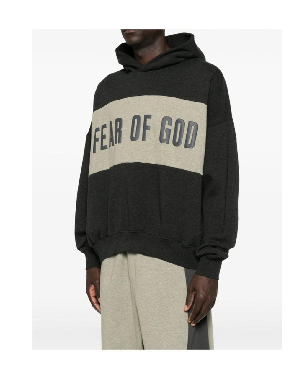 Fear Of God Black Logo Printed Long-Sleeved Hoodie for men