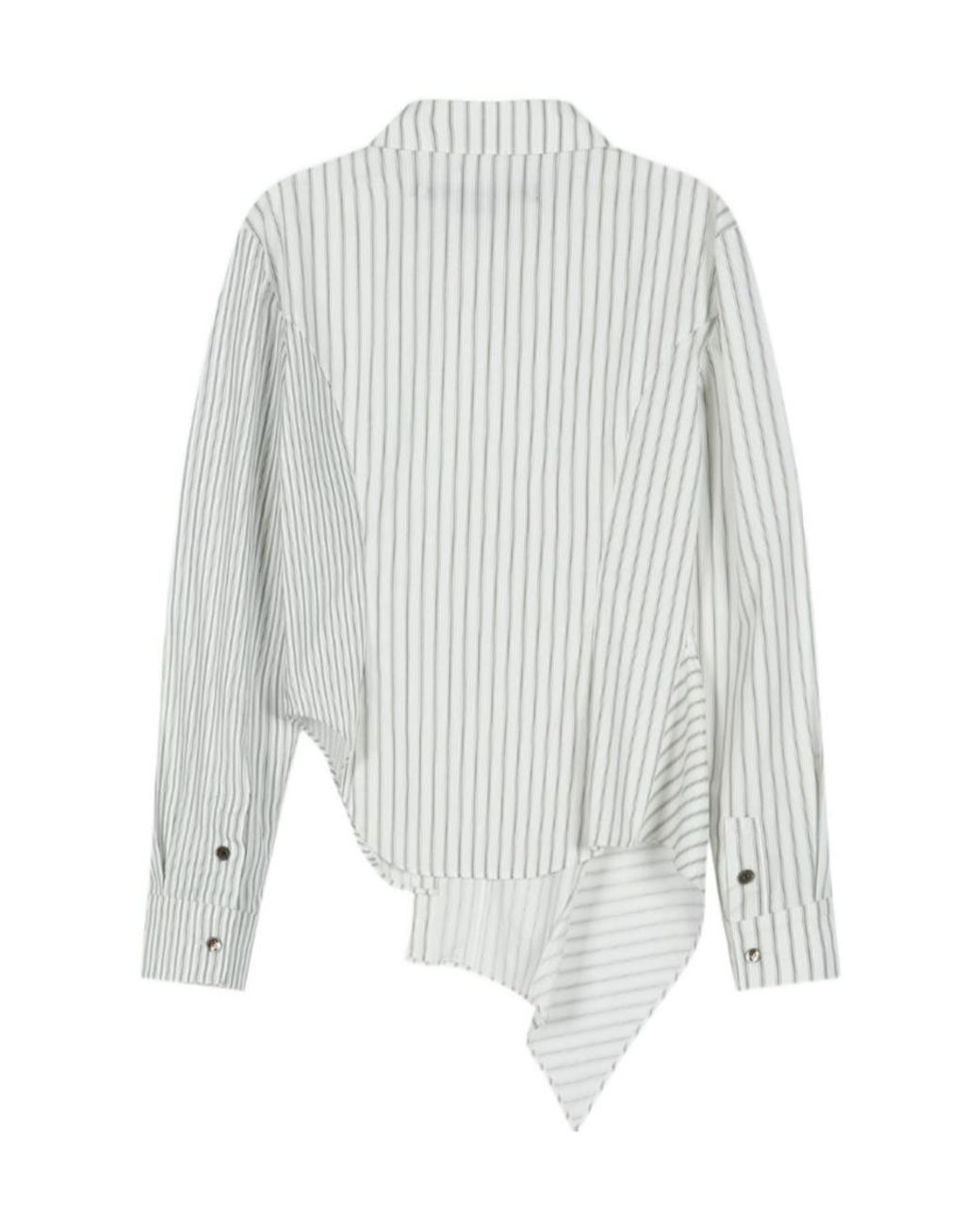 ANDERSSON BELL White Asymmetric Studded Stripe Shirt