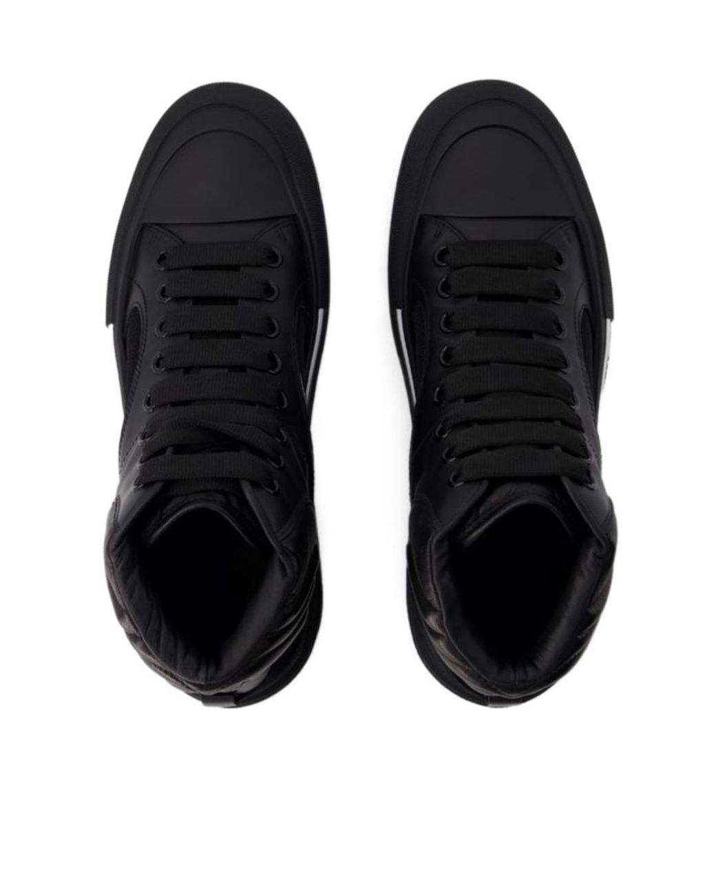 McQueen Black Seal-Embroidered High-Top Sneakers for men