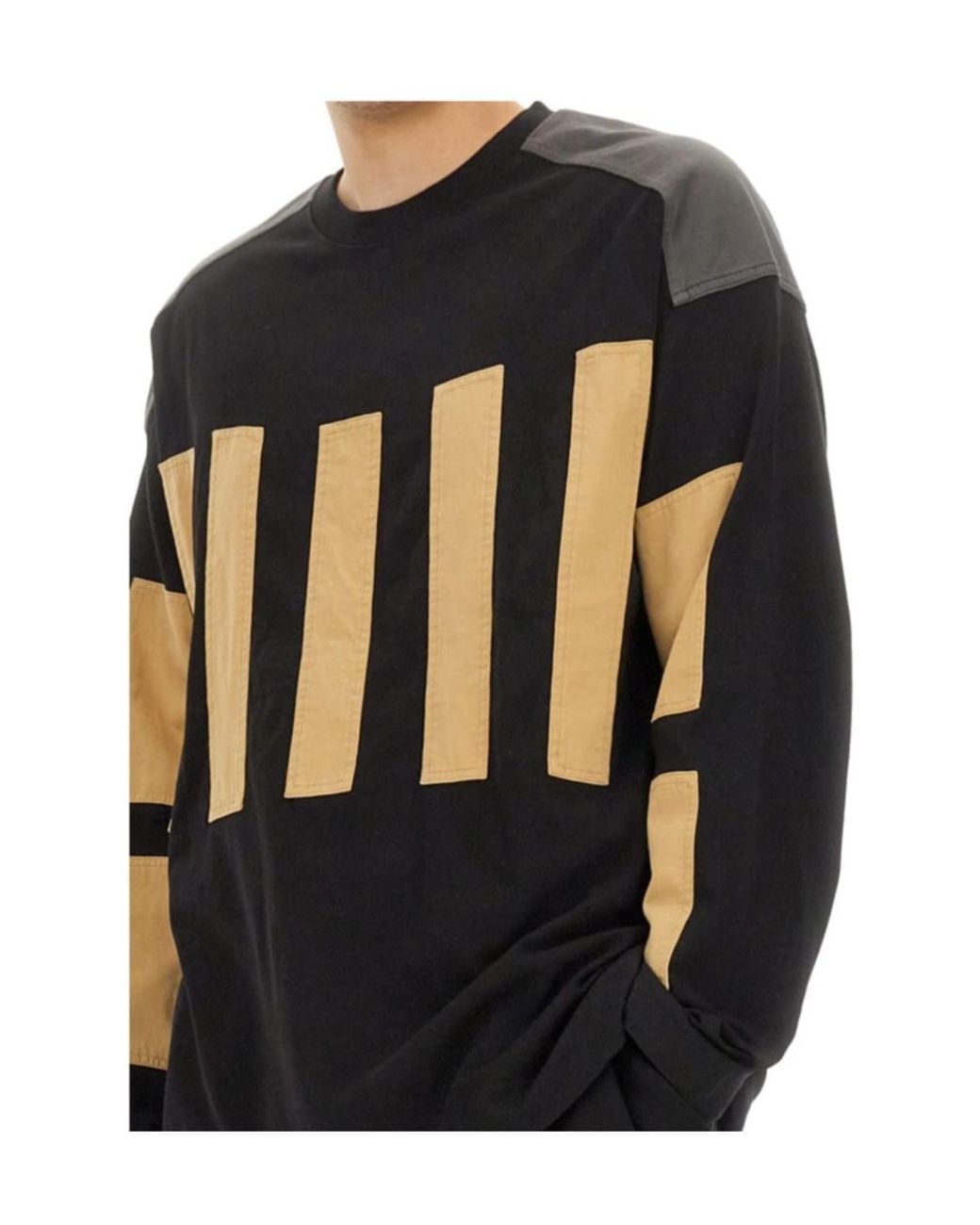 Dries Van Noten Black Patch Detailed Crewneck Sweatshirt for men