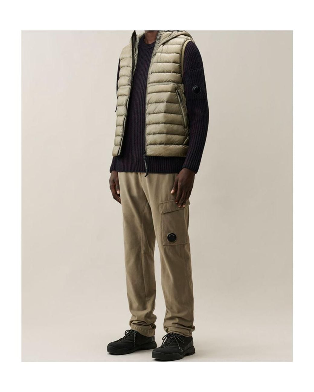 C P Company Natural Ottoman Stretch Lens Cargo Pants for men