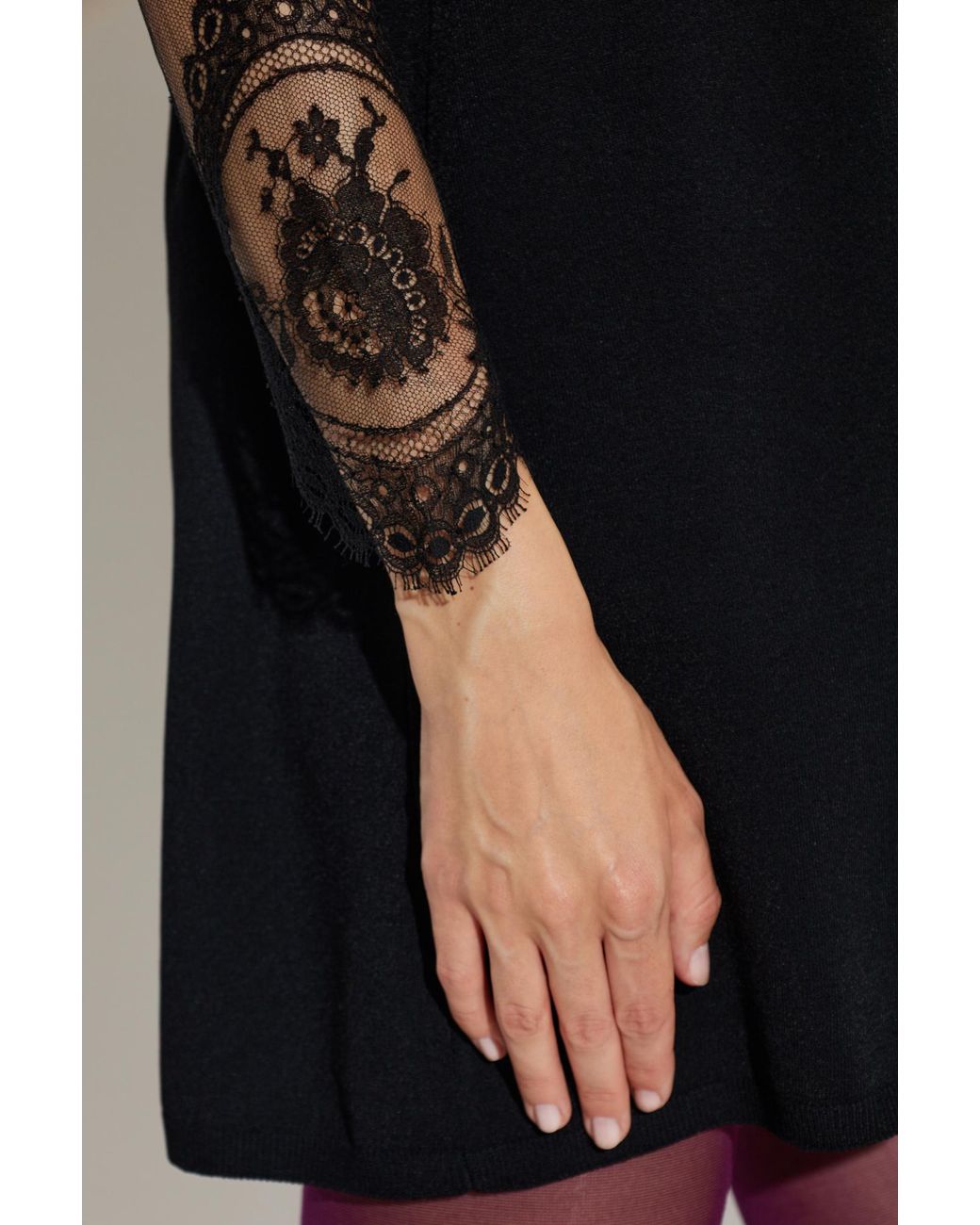 Valentino Black Round Neck Long Sleeve Dress