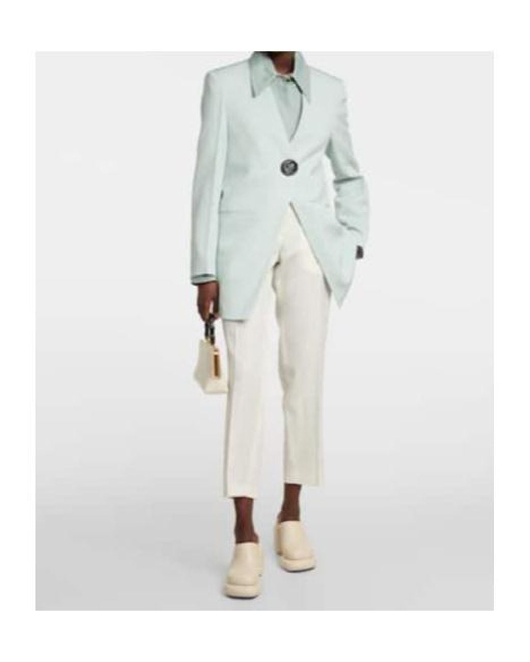 Jil Sander White Tailored Straight Wool Pants