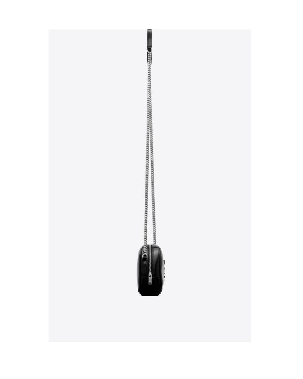 Saint Laurent White Lou Mini Logo Lettering Shoulder Bag