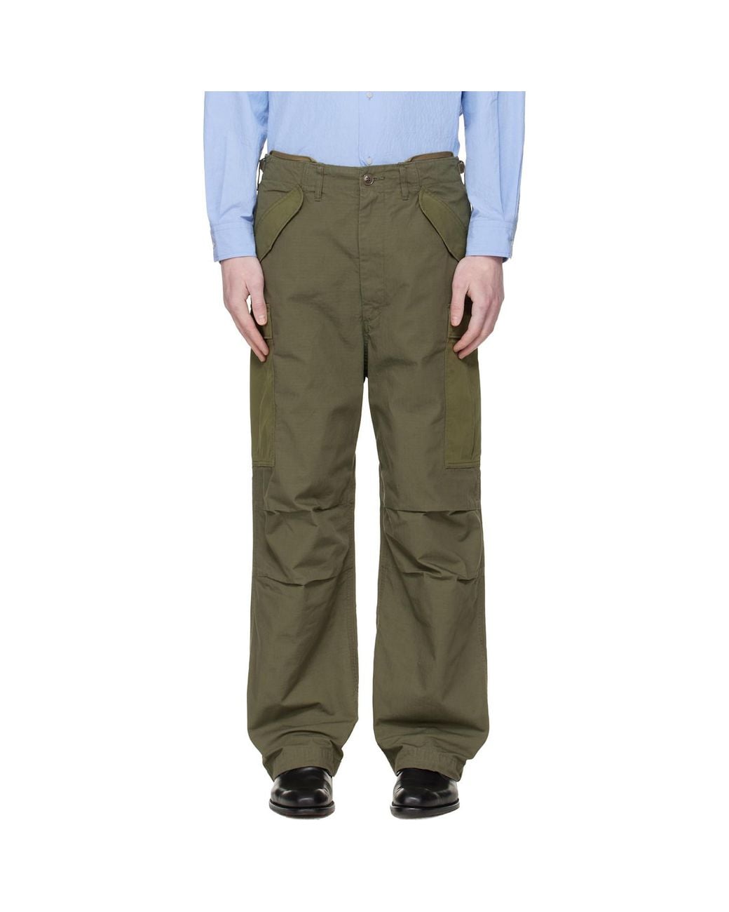 Nanamica Green Wide Cargo Pants for men