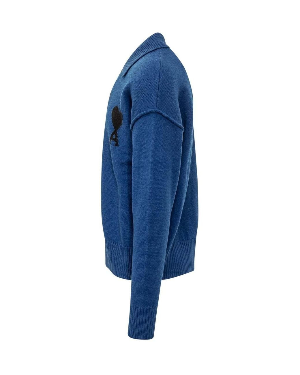 AMI Blue Ami Quota Logo Polo Knitted Sweater for men