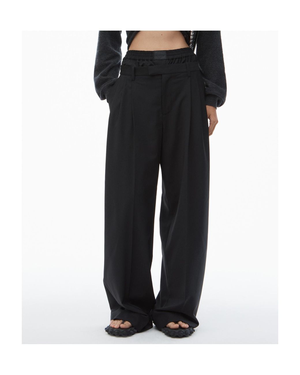 Alexander Wang Black Layered Straight-Leg Pants
