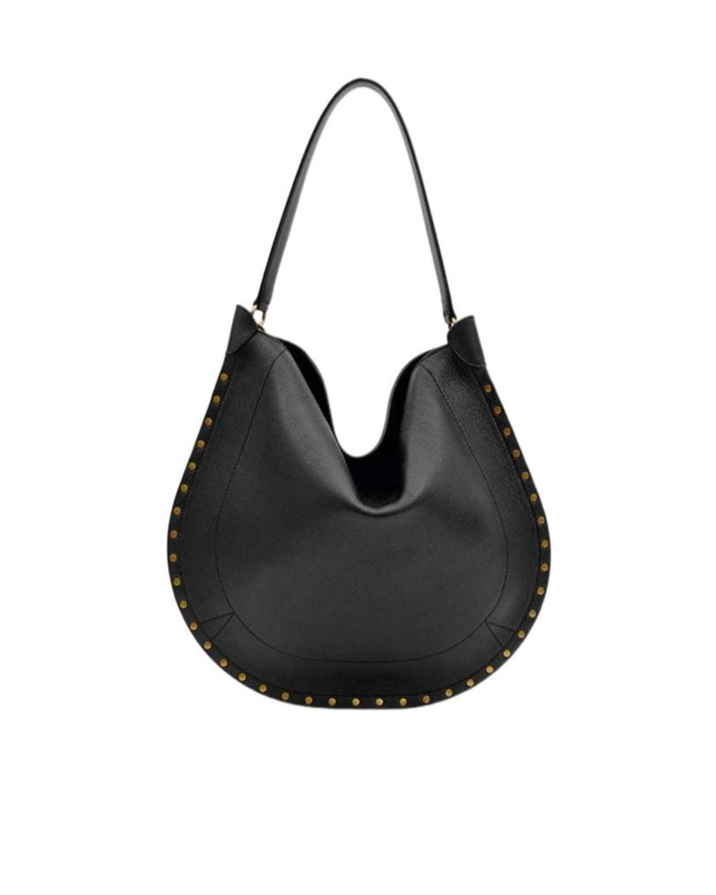 Isabel Marant Black Logo Printed Stud-Embellished Shoulder Bag