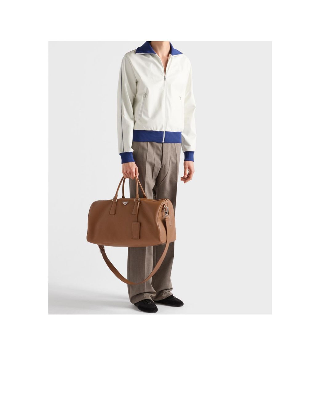 Prada Brown Triangle-Logo Duffel Bag for men