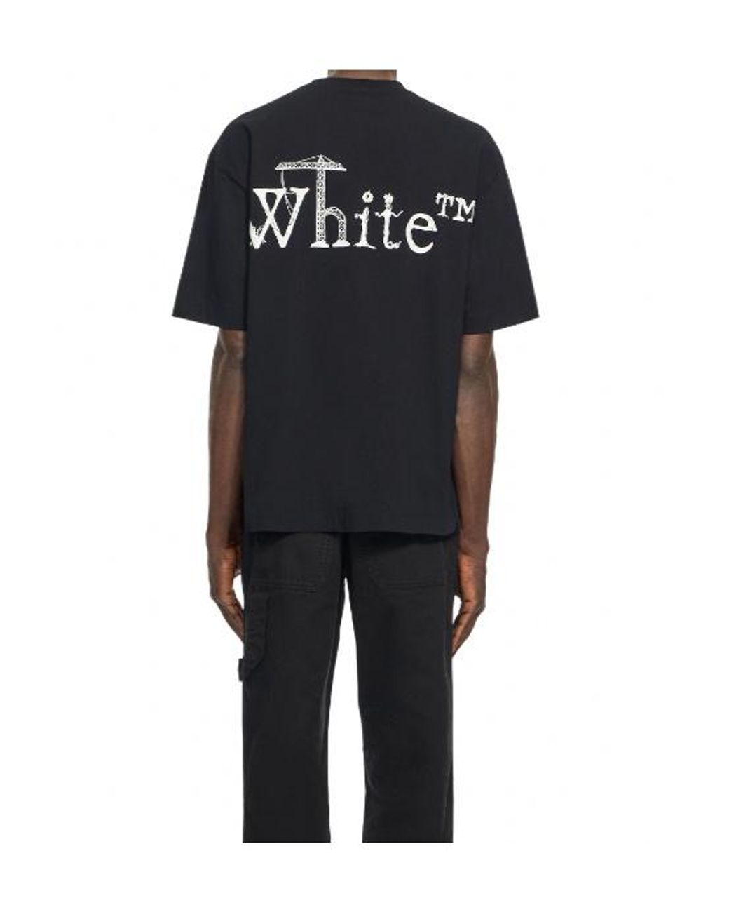 Off-White c/o Virgil Abloh Black Logo Printed Crewneck T-Shirt for men