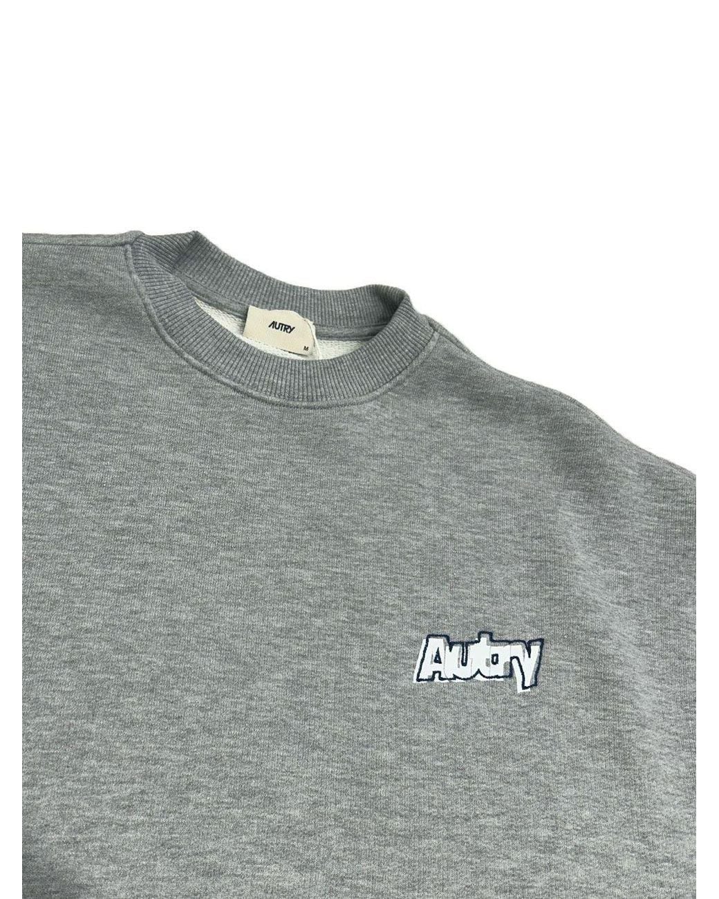 Autry Gray Logo Printed Crewneck Sweatshirt for men
