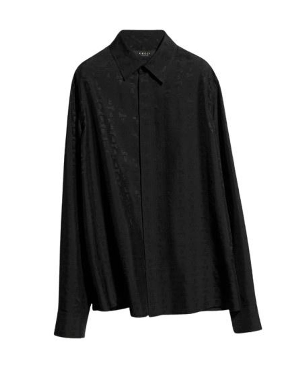 Gucci Black Silk Habotai Shirt With Jacquard Detail