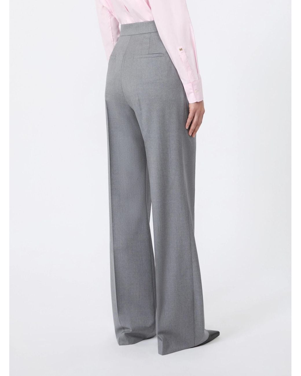 Max Mara Gray Zimino Double Pleated Pants