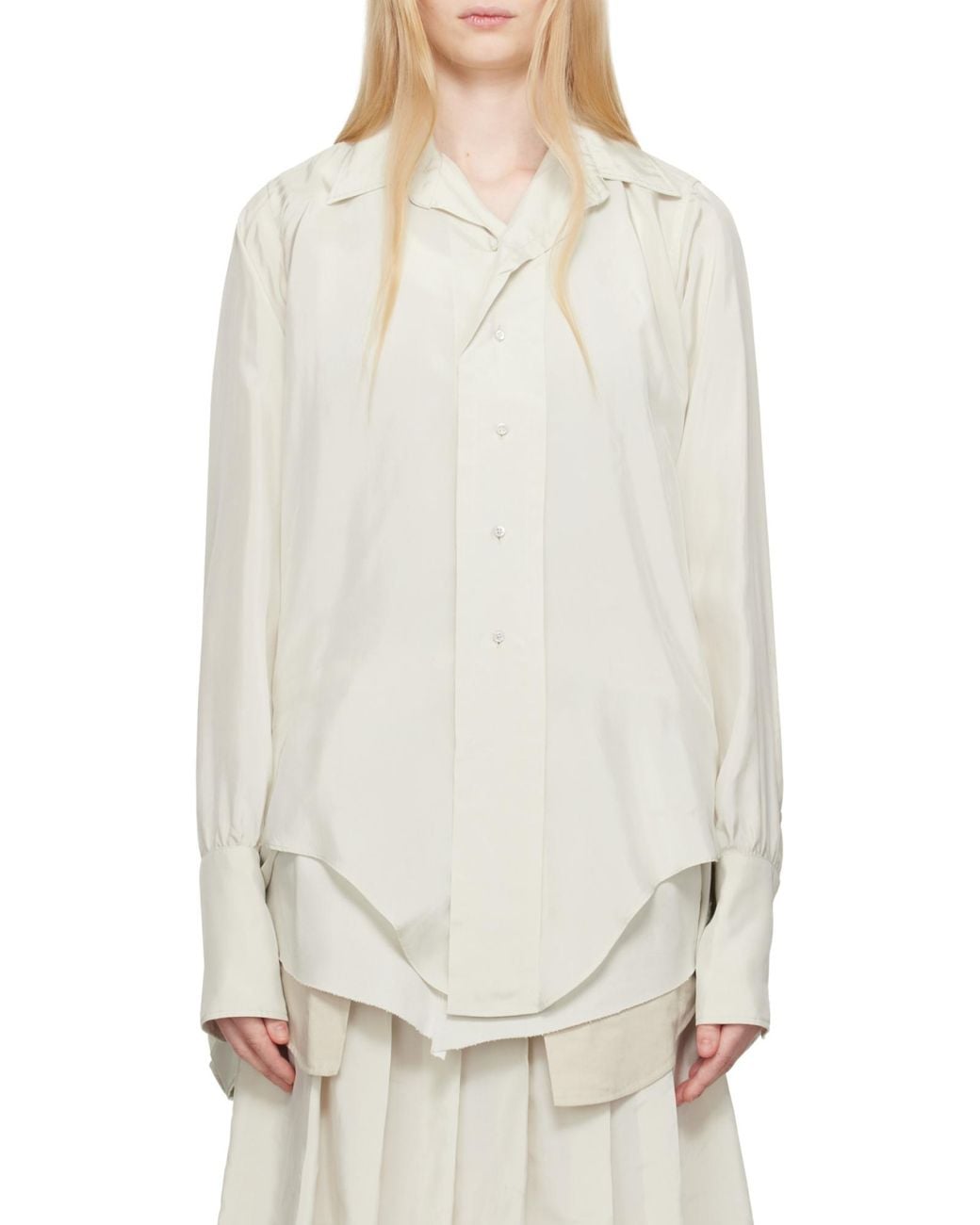 Maison Margiela White Buttoned Long-Sleeved Shirt