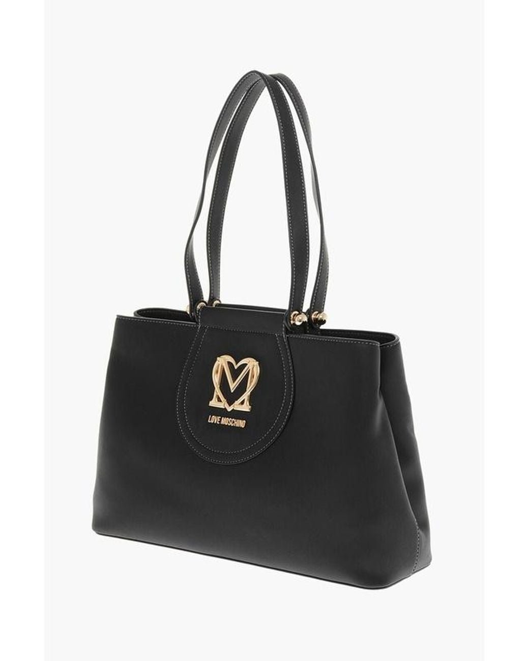 Moschino Black Logo-Plaque Tote Bag