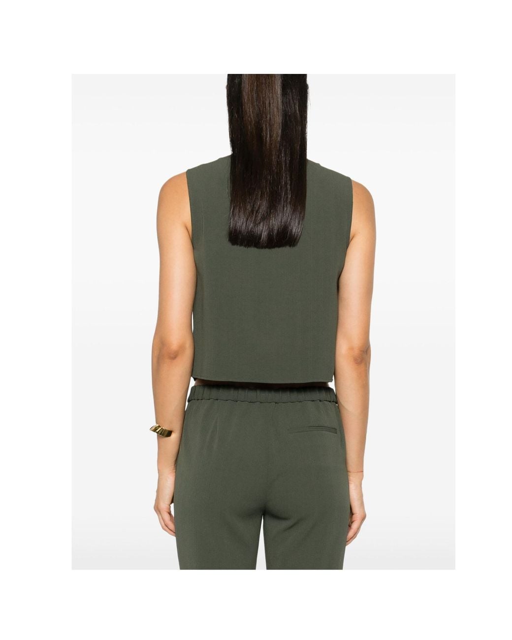 Theory Green Striped Crepe Vest
