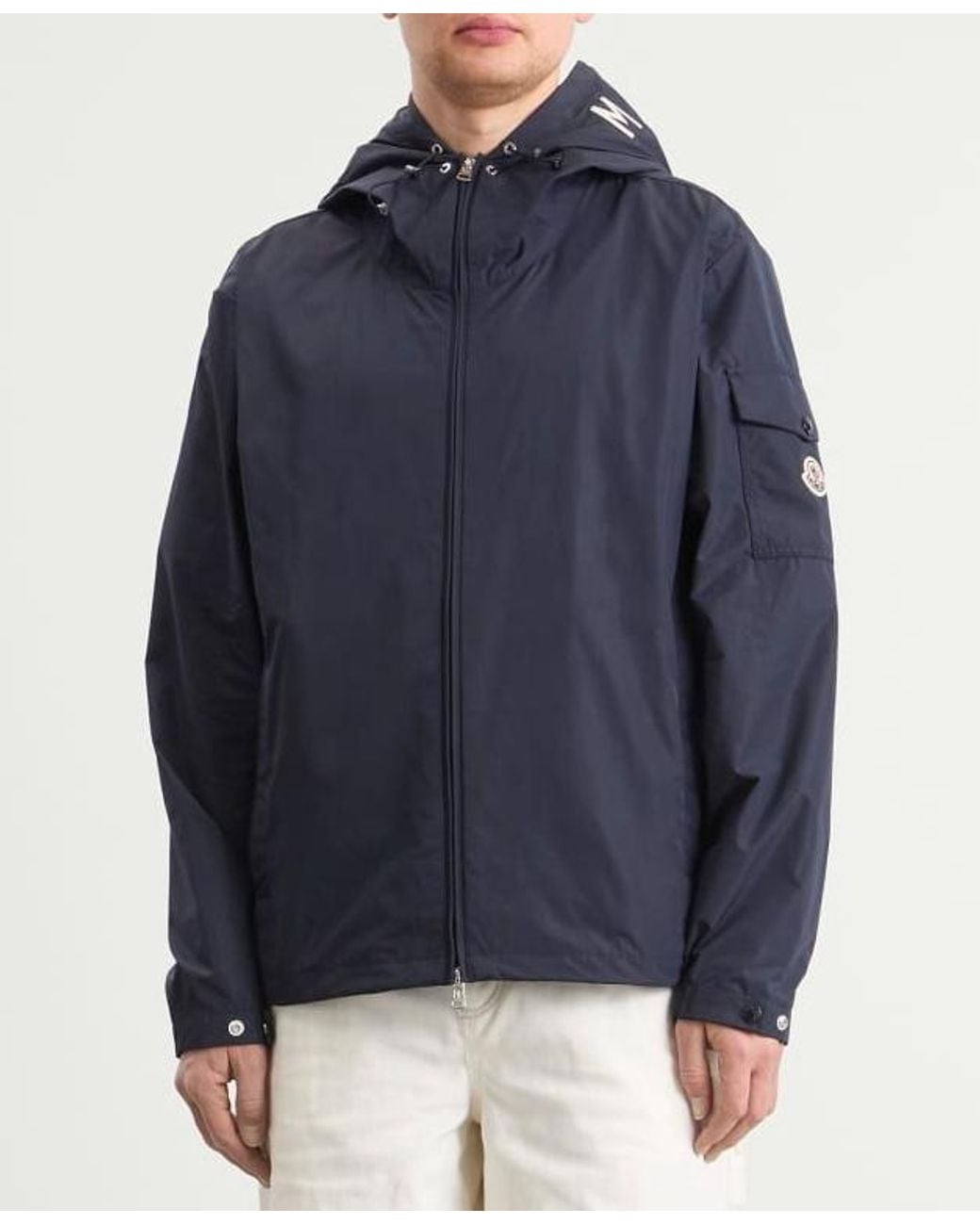 Moncler Blue Sassiere Hooded Windbreaker Jacket for men