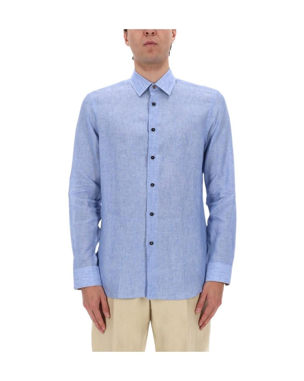 Paul Smith Blue Classic Linen Shirt for men