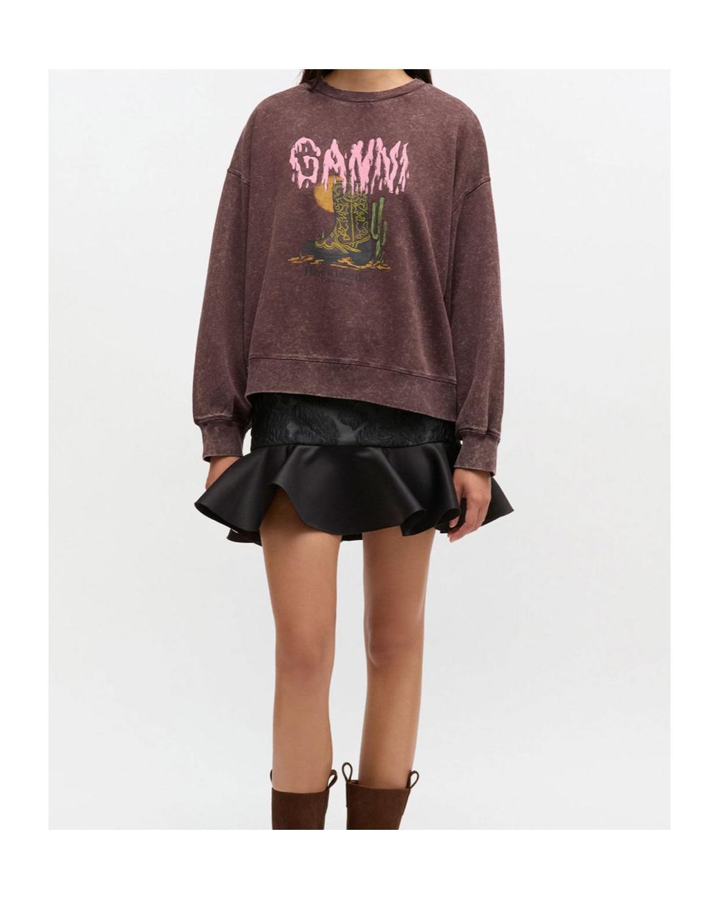 Ganni Brown Vintage Wash Sweatshirt