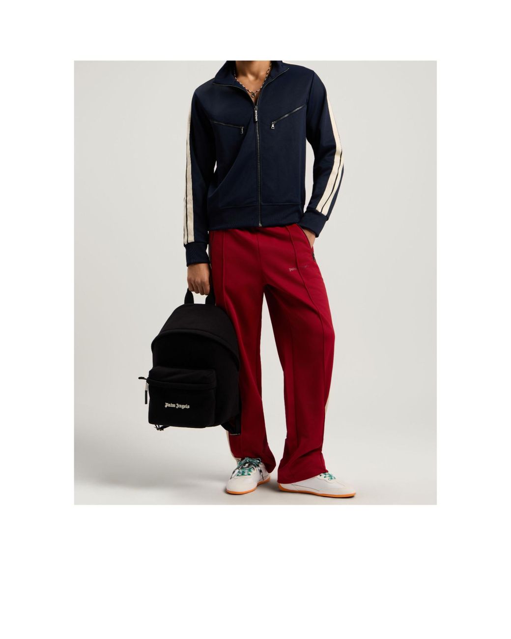 Palm Angels Black Logo Printed Zipped Backpack for men