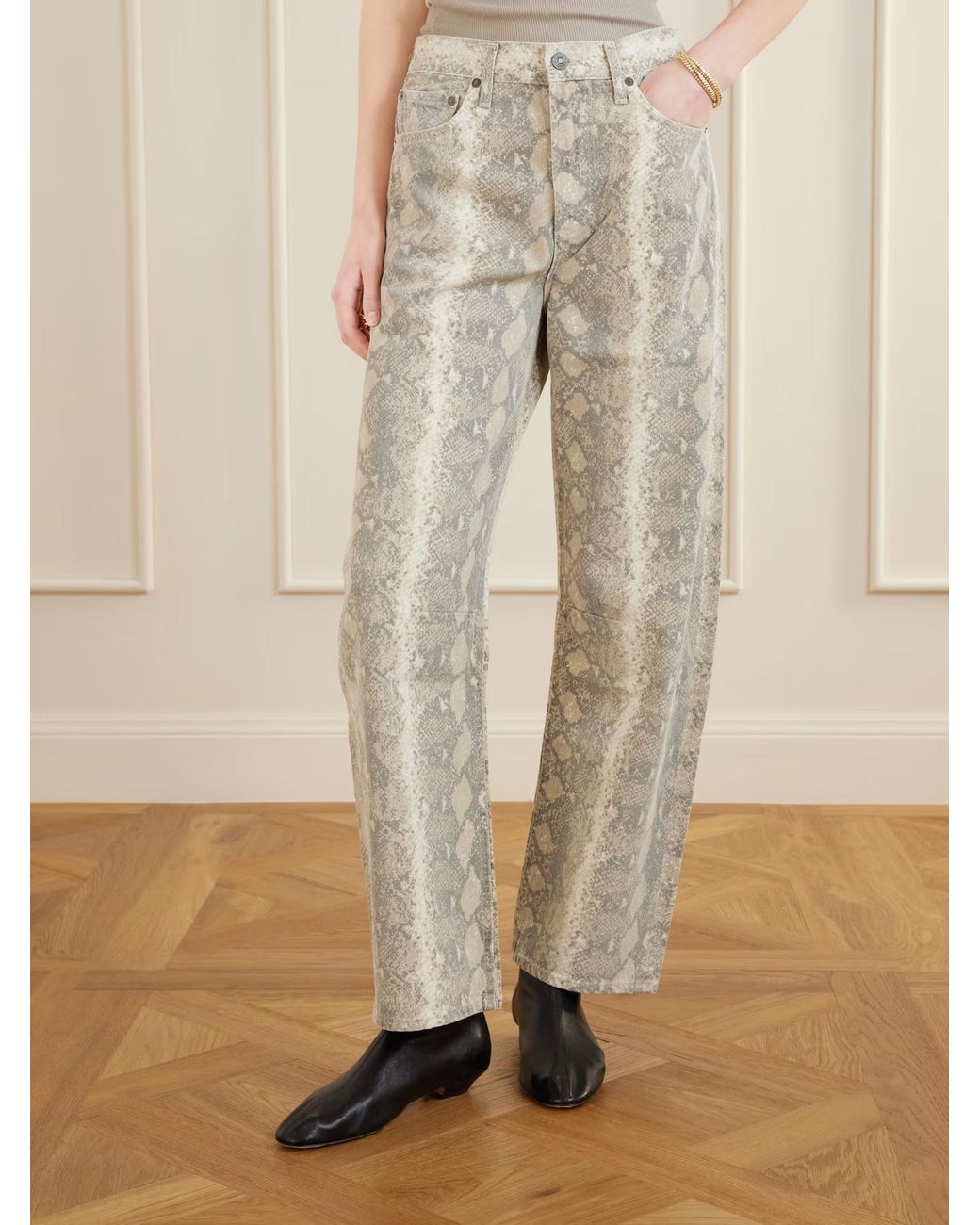 Citizens of Humanity White Miro Snake-Print Jeans
