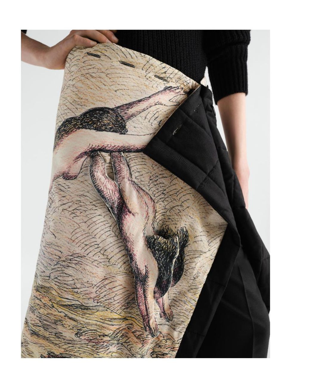 Lemaire Natural Quilted Wrap Skirt