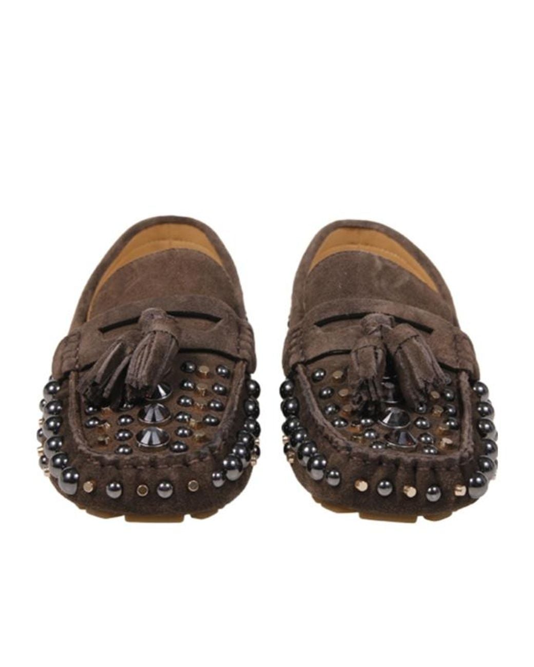 Strategia Brown R51 Studded Tassel Flat Shoes