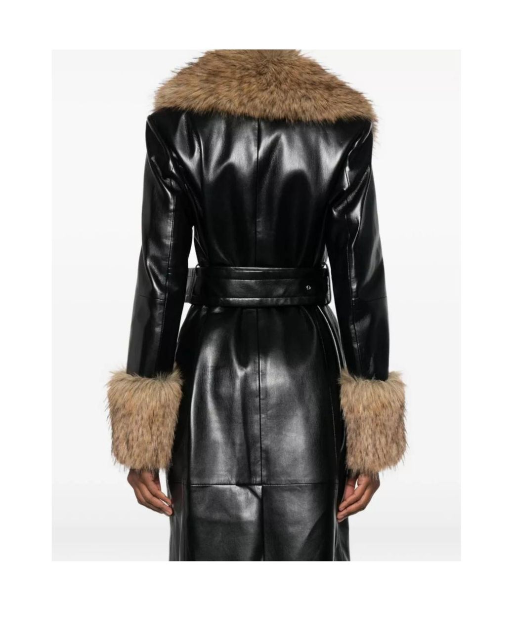 Stand Studio Black Star Belted Trimmed Coat